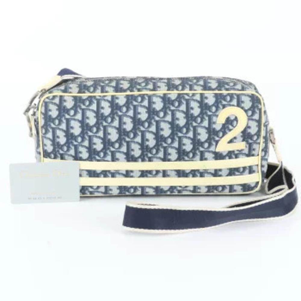 Christian Dior Trotter Leather Card Rwe Crossbody Bag Black